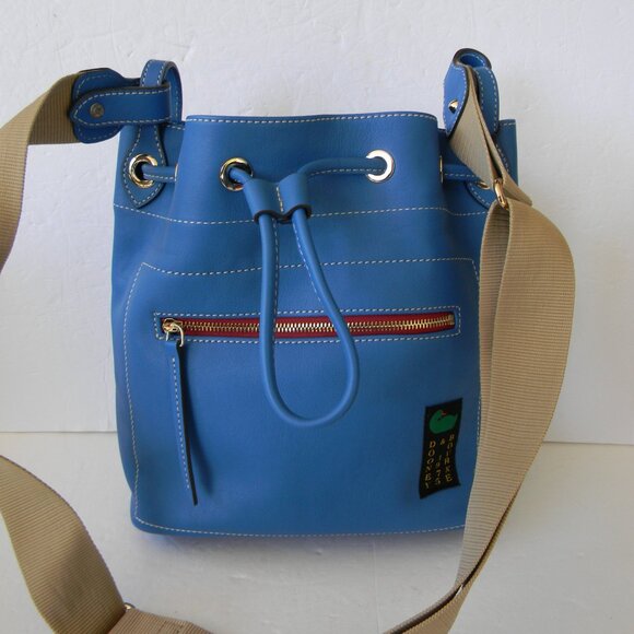 NWT DOONEY & BOURKE PENROSE 2 LEATHER DRAWSTRING BUCKET BAG OCEAN BLUE - Picture 2 of 10